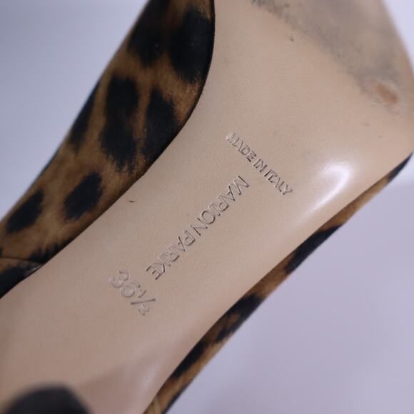 MARION PARKE Muse Leopard Pumps Brown Ankle Strap Pointed Toe Women's 35.5US/5.5 - Picture 7 of 9